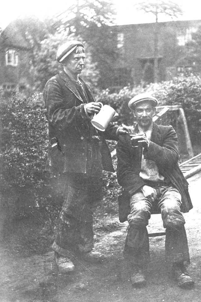 Miners outside Blacksmiths Arms, Coleorton